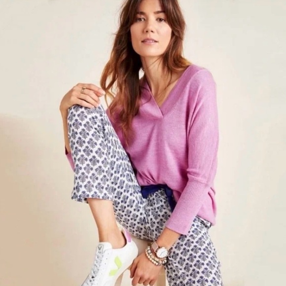 NWOT Anthropologie Araminta 100% Merino Wool V Neck Oversized Purple Pink - Picture 2 of 6